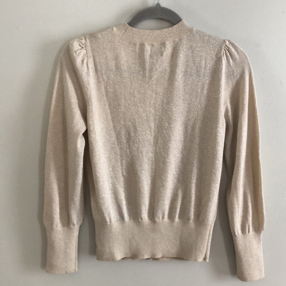 H&M 1950s Vintage Gold Metallic Sparkly  Crew Neck Pullover Size S - Picture 4 of 5